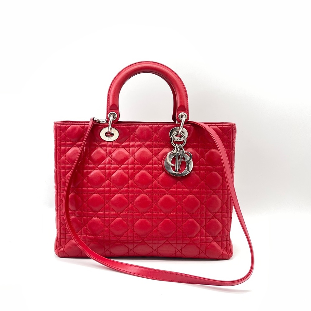 Christian Dior Lamb skin Red Leather Shoulder bag Crossbody